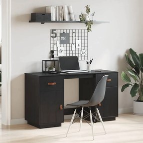 vidaXL Ντουλάπι Γραφείου Μαύρο 135x50x75εκ. από Μασίφ Ξύλο Πεύκου