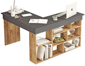 Γραφείο Γωνιακό 956LCS1111 129x120x72cm Anthracite-Oak