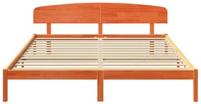 vidaXL Κρεβάτι με Κεφαλάρι Καφέ 200x200 εκ. Μασίφ Ξύλο Πεύκου