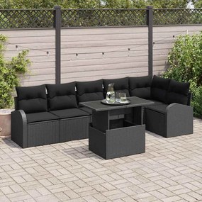 vidaXL Σετ Καναπέ Κήπου με μαξιλάρι 7 pcs Μαύρο 100 x 55 x 73 εκ