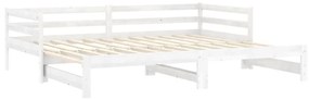 Καναπές Κρεβάτι Συρόμενος Λευκός 2x(90x200) εκ. Ξύλο Πεύκου - Λευκό
