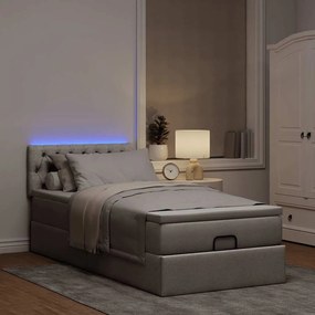 vidaXL Οθωμανικό κρεβάτι με στρώμα & LEDs Taupe 90x190cm ύφασμα