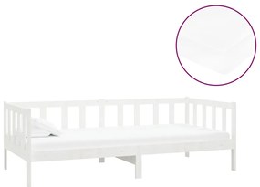 vidaXL Καναπές Κρεβάτι με Στρώμα 90 x 200 εκ. Λευκό Μασίφ Ξύλο Πεύκου