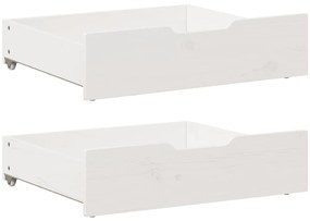 vidaXL Συρτάρια Κρεβατιού 2 τεμ Λευκό 75x55x17 εκ. Μασίφ Ξύλο Πεύκου