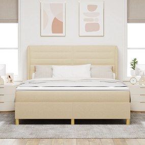 vidaXL Κρεβάτι με Στρώμα Κρεμ 180x200 εκ. Υφάσματος