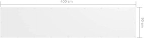 vidaXL Διαχωριστικό Βεράντας Λευκό 90 x 400 εκ. Ύφασμα Oxford