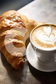 Σετ των 2 Intra Συλλεκτικό Ξύλινο Παζλ Plywood  4mm - Κρουασάν και Latte Art Σε Ξύλινο Κουτί - Διαστάσεις: 10x10 cm – 25 κομμάτια