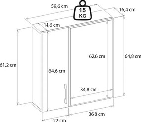 Καθρέπτης μπάνιου Ditto Μegapap χρώμα λευκό 59,6x16,4x64,8εκ.