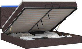 vidaXL Κρεβάτι Ottoman με Στρώμα και LED Σκούρο Καφέ 200 x 200 cm