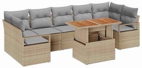 vidaXL Σετ Καναπέ Κήπου με μαξιλάρι 8 pcs Μπεζ, Γκρι 100 x 55 x 73 εκ