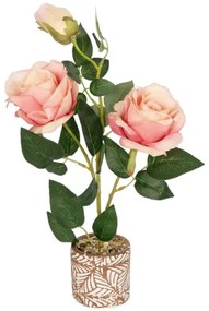 Τεχνητό Φυτό Σε Κασπώ Rose 20984 38cm Pink GloboStar Πολυαιθυλένιο