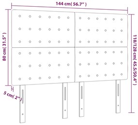 vidaXL Κεφαλάρι Κρεβατιού LED Κρεμ 144x5x118/128 εκ. Υφασμάτινο