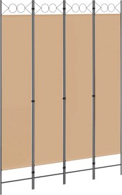 vidaXL 4-Πίνακας Διαχωριστικός Μπεζ 160 x 220 cm Ύφασμα