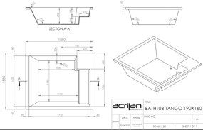 Acrilan Tango Veloure Light Grey - Μπανιέρα Υδρομασάζ 190x160 εκ - Maxxcoat, Αερομασάζ