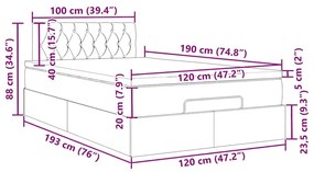 Οθωμανικό κρεβάτι με στρώμα σκούρο γκρι 120x190 cm Velvet - Γκρι