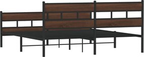 vidaXL Σκελετός Κρεβ. Χωρίς Στρώμα Καφέ Δρυς 180x200 εκ. Μεταλλικό