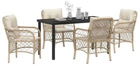 vidaXL Σέτ φαγητού για κήπο με μαξιλάρι 5 pcs Μπεζ Πολυ ράταν