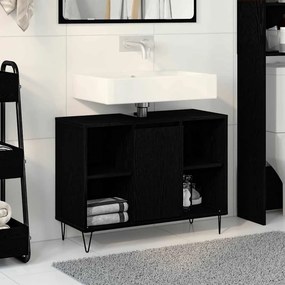 vidaXL Ντουλάπι Μπάνιου Μαύρο 80 x 33 x 60 εκ Επεξεργασμένο Ξύλο