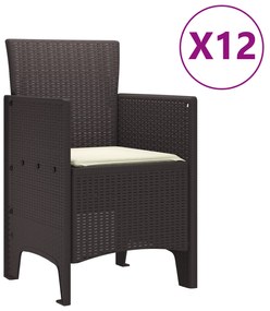 vidaXL 13 Τεμαχίων Σετ Τραπεζαρίας Κήπου με Μαξιλάρια Καφέ Συνθετικό Ρατάν