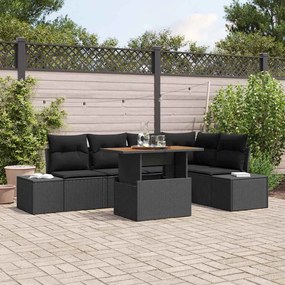 vidaXL Σέτ φαγητού για κήπο 6 pcs Μαύρο, Καφέ 100 x 55 x 73 εκ