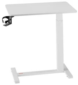 VEVOR Overbed Table Mobile Bed Side Desk with 4 Hidden Wheels Cup Holder White