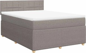 vidaXL Κρεβάτι Boxspring με Στρώμα Taupe 140x190 εκ. Υφασμάτινο