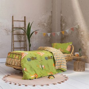 Παπλωματοθήκη Παιδική Circus (Σετ 2τμχ) Green-Orange Nima Single 160x240cm 100% Βαμβάκι