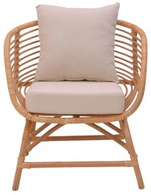 Πολυθρόνα Caxen φυσικό rattan-λευκό μαξιλάρι 72x63x75εκ 72x63x75 εκ.