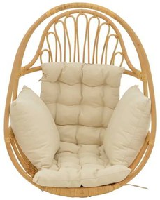 Κρεμαστή κούνια Jorg pakoworld φυσικό rattan-κρεμ μαξιλάρι 80x59x105εκ