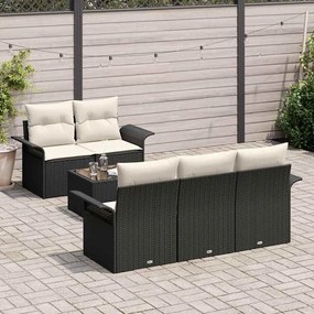 vidaXL Σετ Καναπέ Κήπου με μαξιλάρι 6 pcs Μαύρο, Κρέμα 55 x 55 x 37 εκ