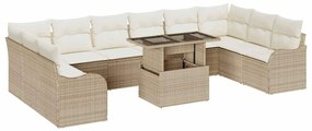 vidaXL Σετ Καναπέ Κήπου 11 pcs Μπεζ 100 x 55 x 73 εκ Πολυ ράταν