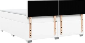 vidaXL Κρεβάτι Boxspring με Στρώμα Λευκό 200x200 εκ. Συνθετικό Δέρμα