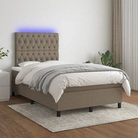 ΚΡΕΒΑΤΙ BOXSPRING ΜΕ ΣΤΡΩΜΑ &amp; LED TAUPE 120X200 ΕΚ. ΥΦΑΣΜΑΤΙΝΟ 3135105