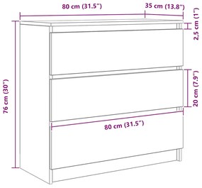 Μπουφές Τεχνίτης Δρυς 80x35x76 εκ. Επεξεργασμένο Ξύλο - Καφέ