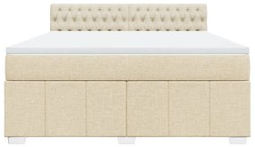 Κρεβάτι Boxspring με Στρώμα Κρεμ 180x200 εκ. Υφασμάτινο - Κρεμ