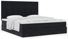 vidaXL Οθωμανικό κρεβάτι με στρώματα Μαύρο 160x200cm Velvet