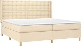 vidaXL Κρεβάτι Boxspring με Στρώμα Κρεμ 200x200 εκ. Υφασμάτινο