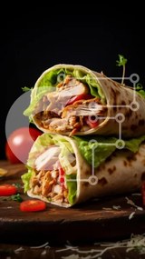 Intra Συλλεκτικό Ξύλινο Παζλ Plywood  4mm - Ψητό περιτύλιγμα κοτόπουλου με φρέσκα λαχανικά Σε Ξύλινο Κουτί - Διαστάσεις: 10x10 cm – 25 κομμάτια