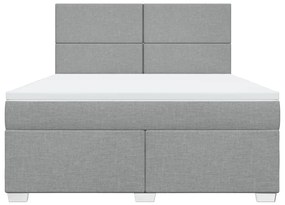 Κρεβάτι Boxspring με Στρώμα Ανοιχτό Γκρι 180x200 εκ. Υφασμάτινο - Γκρι