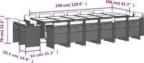 vidaXL Σετ Τραπεζαρίας Κήπου 17 τεμ Καφέ από Συνθ. Ρατάν με Μαξιλάρια