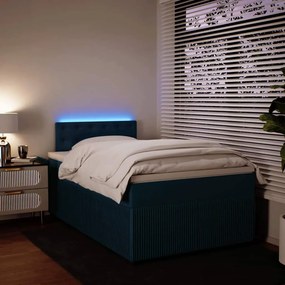 vidaXL Κρεβάτι Boxspring με Στρώμα Μπλε 120x200 εκ. Βελούδινο