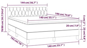 Κρεβάτι Boxspring με Στρώμα &amp; LED Σκ.Καφέ 140x190 εκ Υφασμάτινο - Καφέ