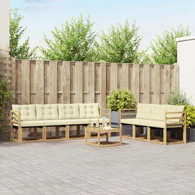 vidaXL Σειρά Καναπέ Εξωτερικού με μαξιλάρι 8 pcs Λευκό και Κρεμ