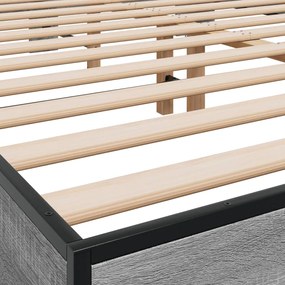 vidaXL Πλαίσιο Κρεβατιού Γκρι Sonoma 150x200 εκ. Επεξ. Ξύλο &amp; Μέταλλο
