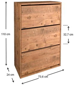 Παπουτσοθήκη μελαμίνης Nave Megapap 18 ζευγών χρώμα pine oak 73,6x24x110εκ.