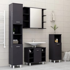 vidaXL Στήλη Μπάνιου Γυαλιστερό Γκρι 30 x 30 x 179 εκ. Μοριοσανίδα