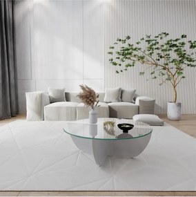 Stewehome Τραπέζι σαλονιού από γυαλί μοντέρνου γεωμετρικού σχήματος Λευκό
