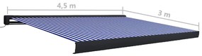 Τέντα Κασετίνα με Μοτέρ Μπλε / Λευκή 450 x 300 εκ. - Μπλε