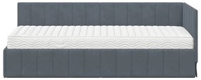 vidaXL Κρεβάτι Γωνίας με στρώμα Σκούρο γκρι 80 x 200 cm Βελούδο