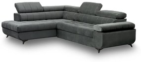 Γωνιακός καναπές κρεβάτι Dragonis, ανθρακί βελούδο 268x97x201cm- Αριστερή γωνία-BOG4255